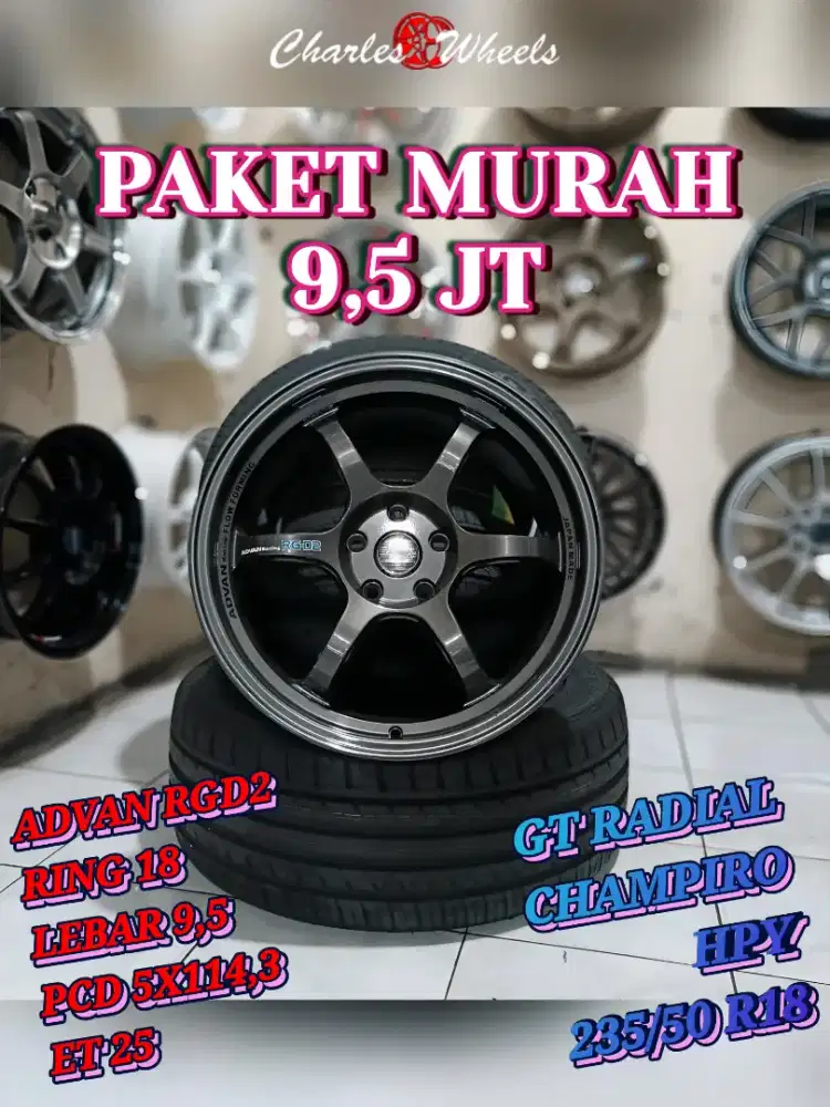 PAKET PROMO VELG BAN ADVAN RGD2 R18 5X114,3 REBON ZENIX DLL