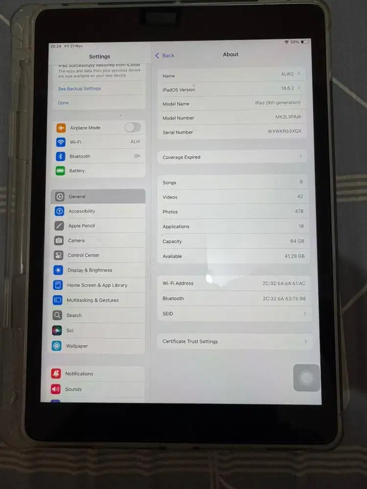 IPAD 9 second ibox wifi only 64GB