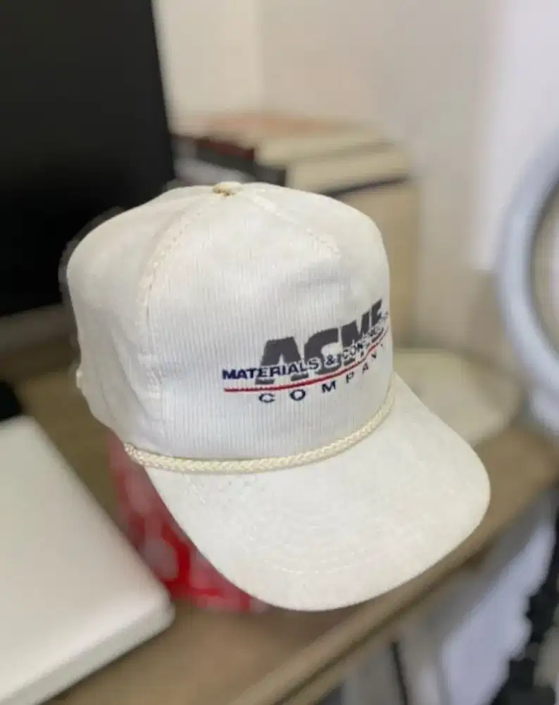 TOPI CORDUROY PUTIH LAWAS VINTAGE ROPE HAT TALI PRELOVED