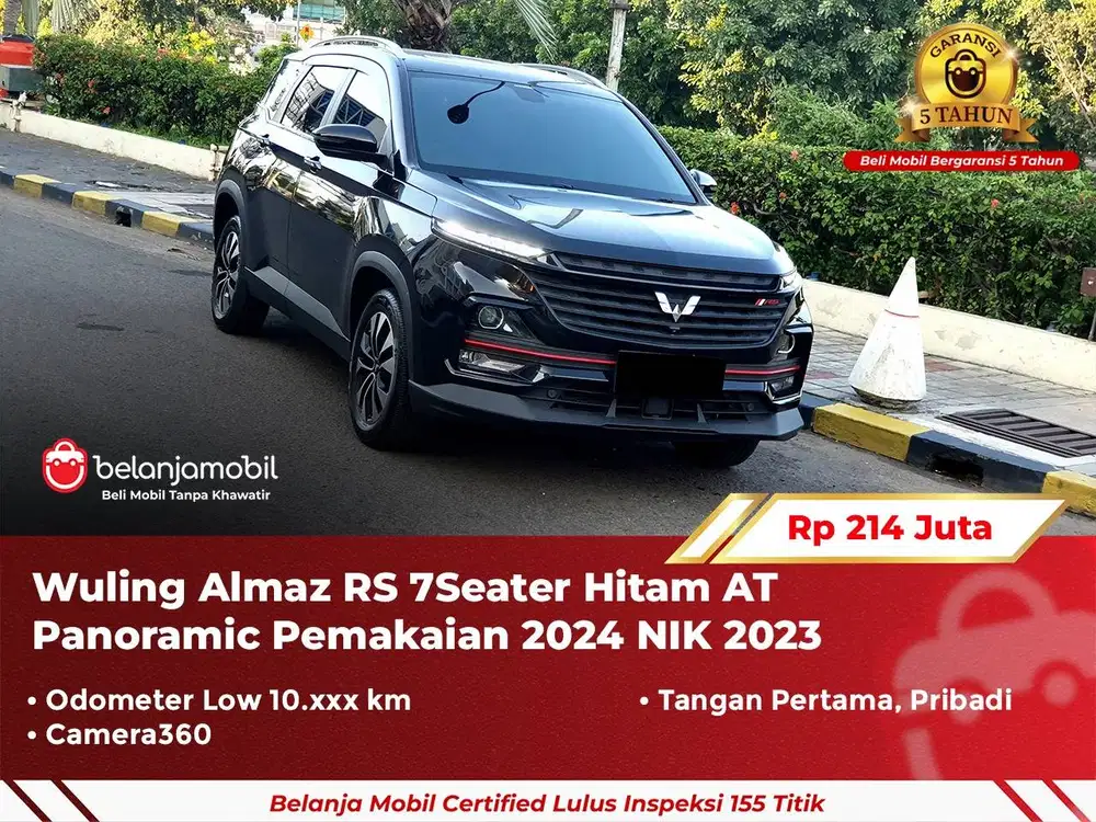 [ GARANSI 5TH ] Wuling Almaz RS 7Seater Hitam AT Panoramic 2023 2024