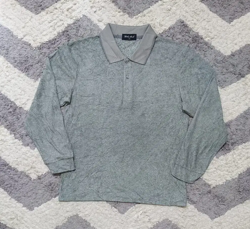 Kaos Kerah Garis Lengan Panjang Clothes Truck Polo Shirt Abu Size M