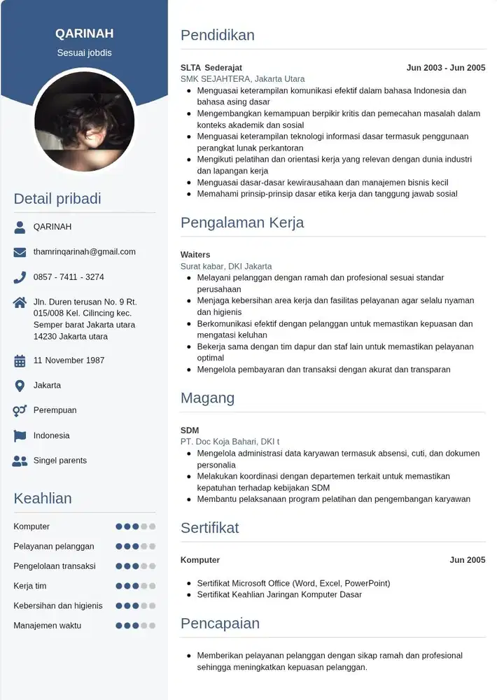 Mencari pekerjaan sesuai pengalaman.