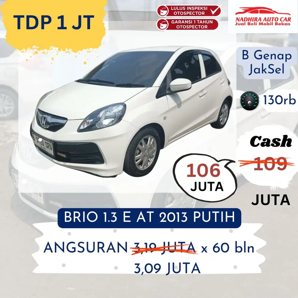 Promo Kredit DP 1 Juta Brio E 1.3 AT 2013 Putih