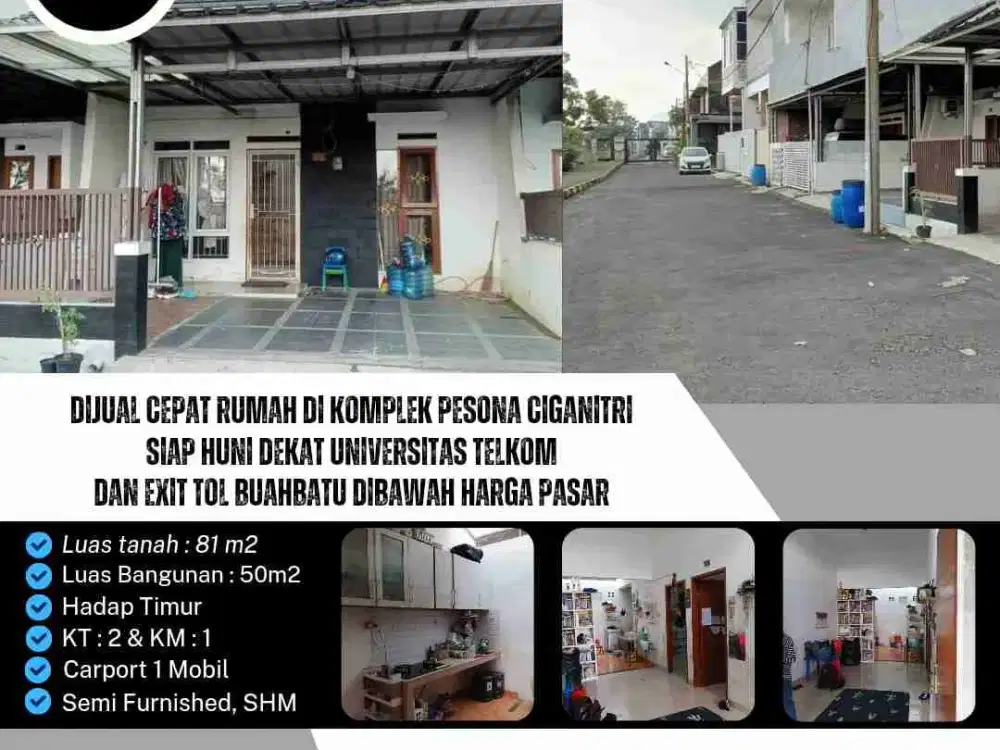 Dijual Cepat Rumah di Komplek Pesona Ciganitri Siap Huni Dekat Universitas Telkom dan Exit Tol Batubatu Dibawah Harga Pasar.