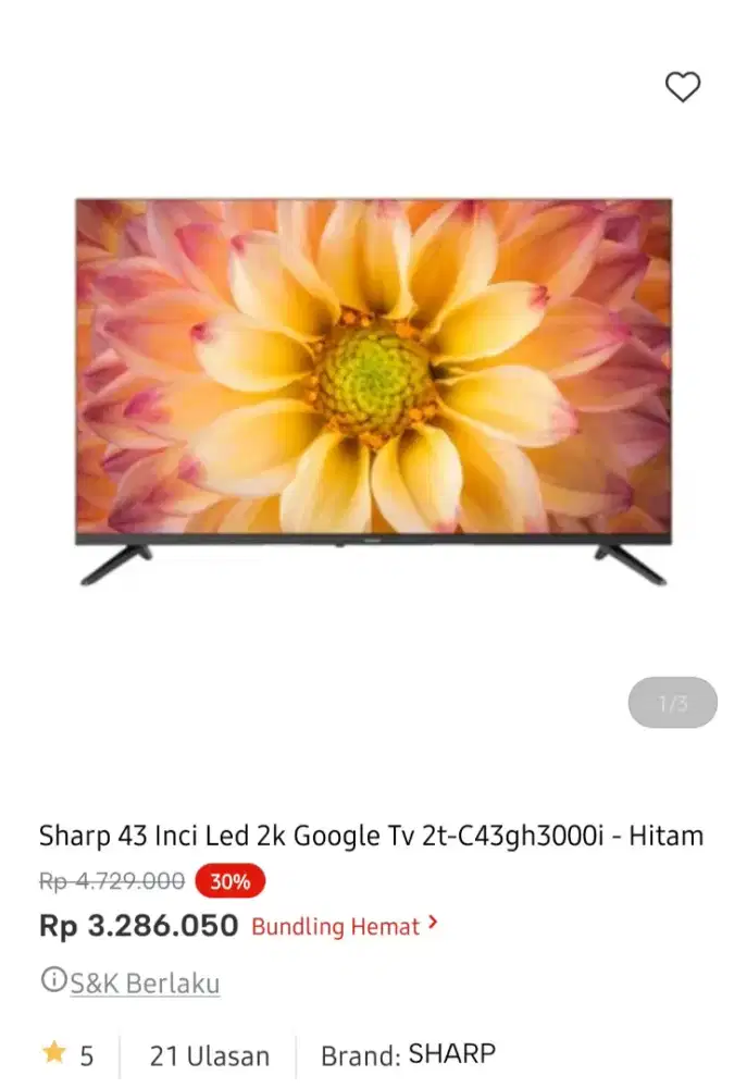 SHARP LED GOOGLE TV 43 INCI 2T-C43GH30001I