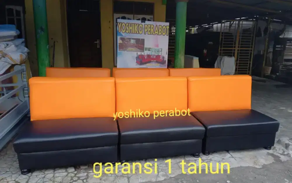 Yoshiko perabot - sofa cafe rental ps ruang tunggu orange hitam