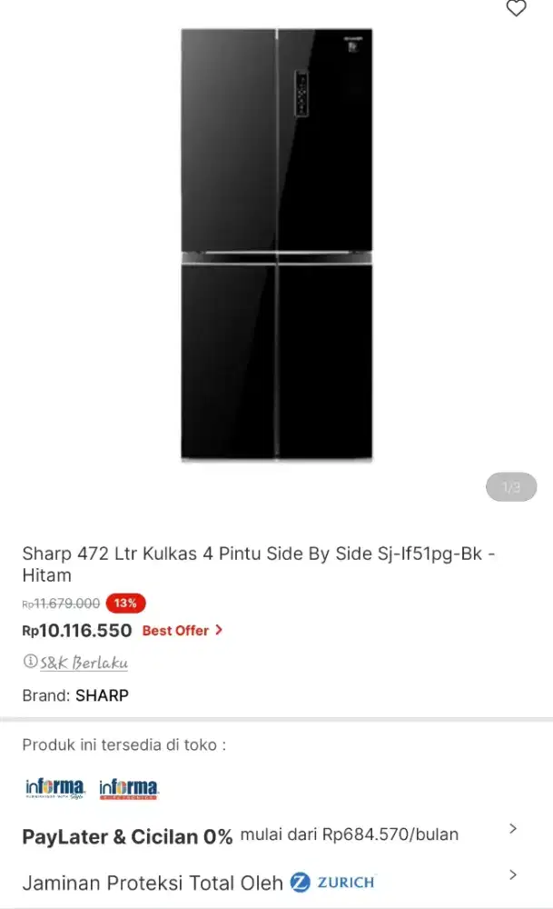 Kulkas sharp 4 pintu