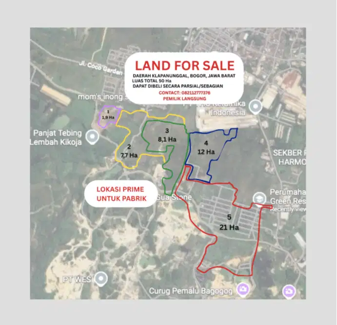 LAND FOR SALE - BOGOR - STRATEGIS UNTUK PABRIK