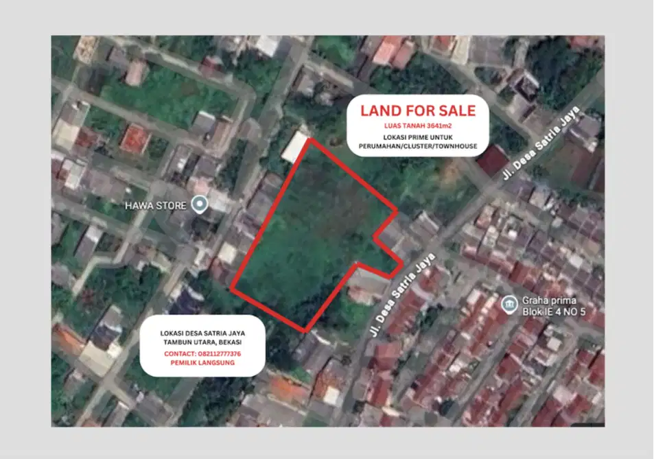 LAND FOR SALE - BEKASI - STRATEGIS UNTUK PERUMAHAN
