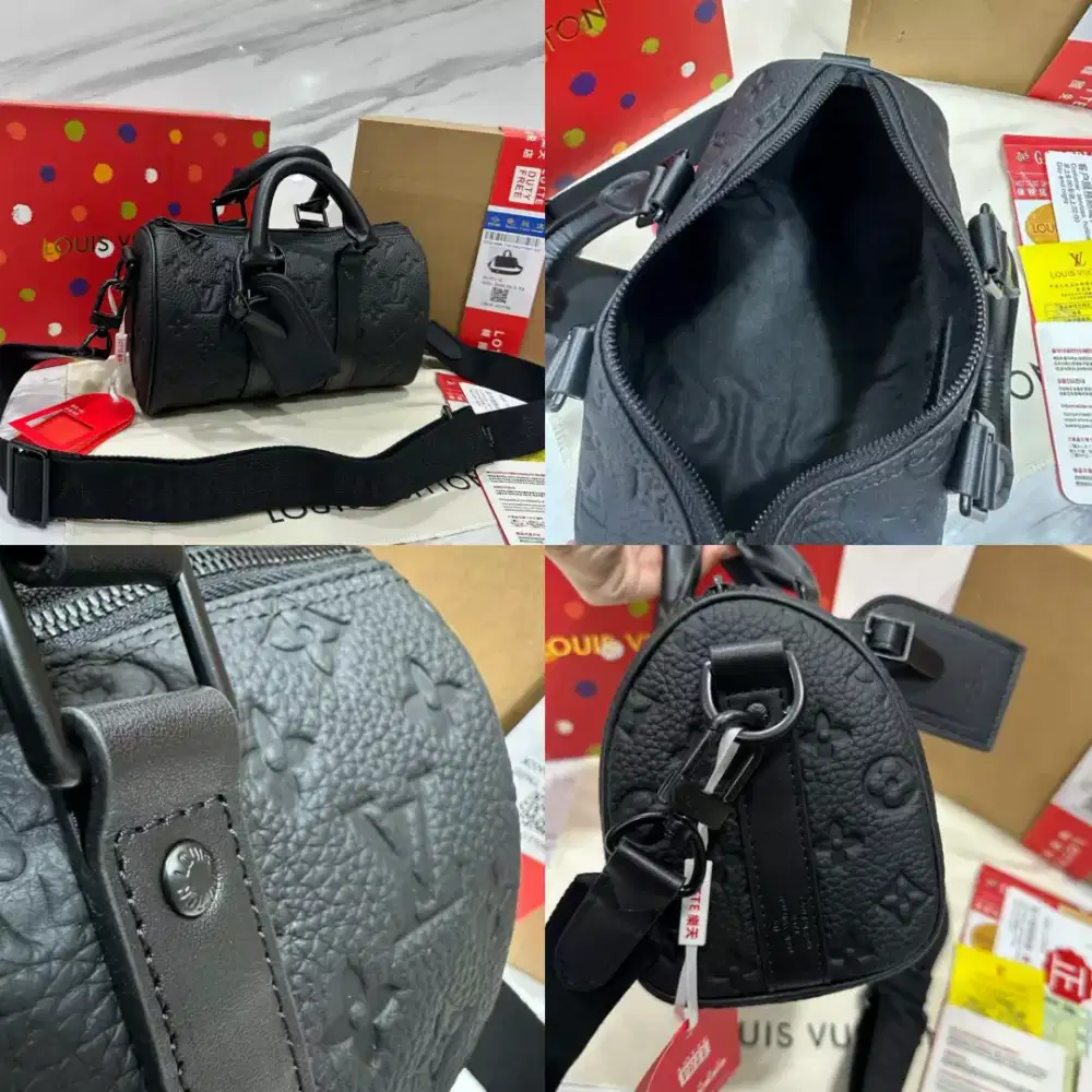 TAS LV KEEPALL BANDOULIERE 25 MONOGRAM EMBOSSED LEATHER SLINGBAG 