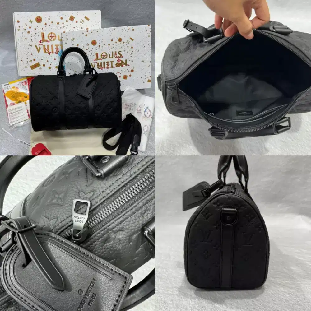 TAS LV KEEPAL BANDOULIERE 35 MONOGRAM EMBOSSED TAURILLON LEATHER