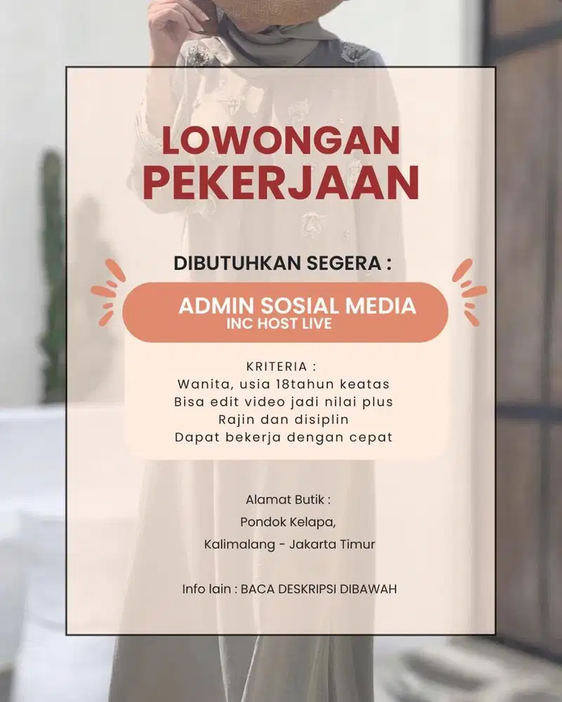 LOWONGAN KERJA ADMIN UNTUK MEDIA SOSIAL