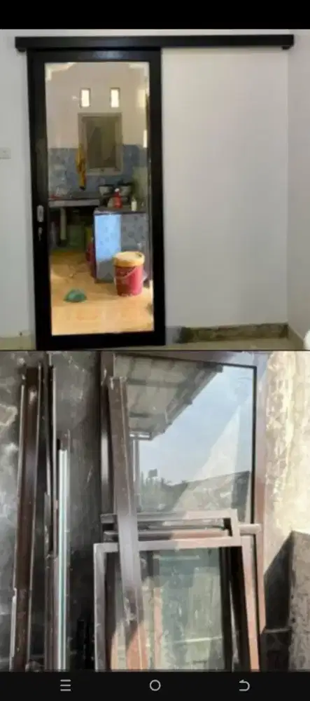 Pintu sleding kaca bonus 2 pcs jendela kaca aluminium