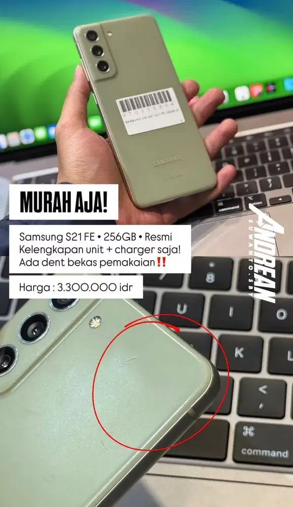 Second samsung S21 FE 256 gb Unit dan Charger
