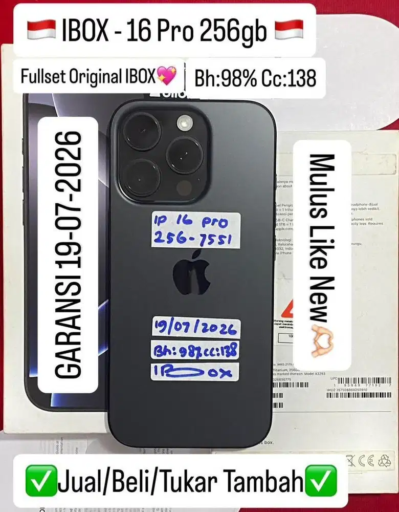 Iphone 16 pro 256gb second ibox bisa di cicil 0%