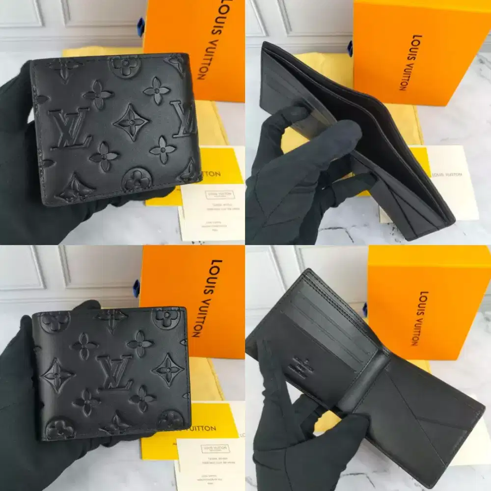 Dompet saku lv black monogram wallet pria fullset box