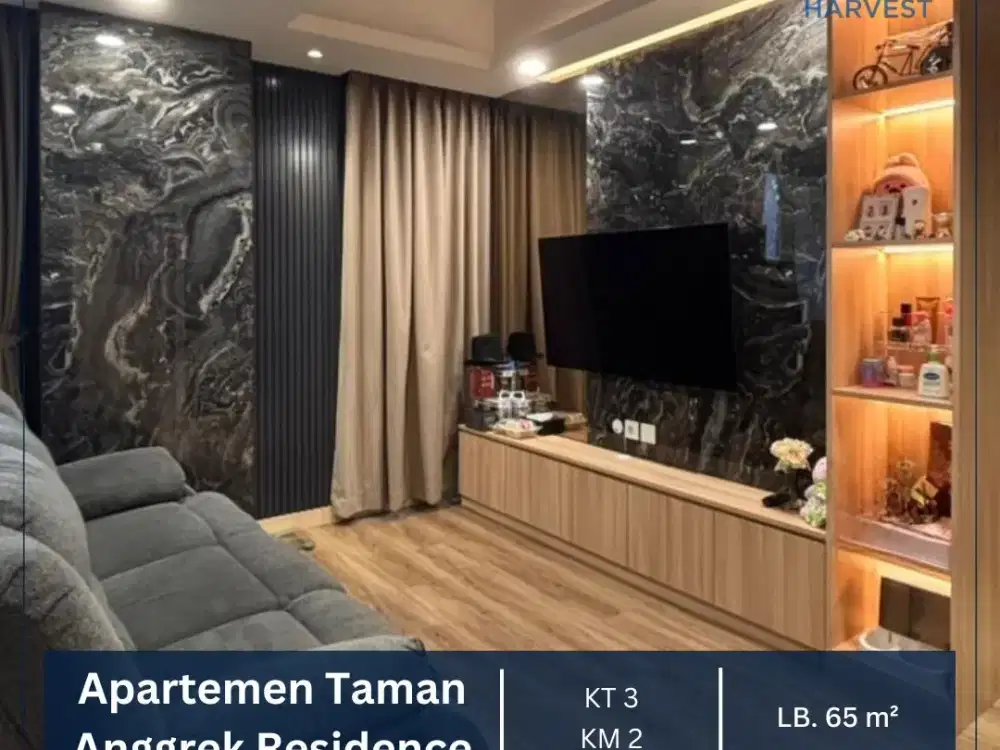 DIJUAL SANGAT MURAH APARTEMEN TAMAN ANGGREK RESIDENCE TOWER DAFODIL 3BR JADI 2BR  FULL FURNISHED JAKARTA BARAT