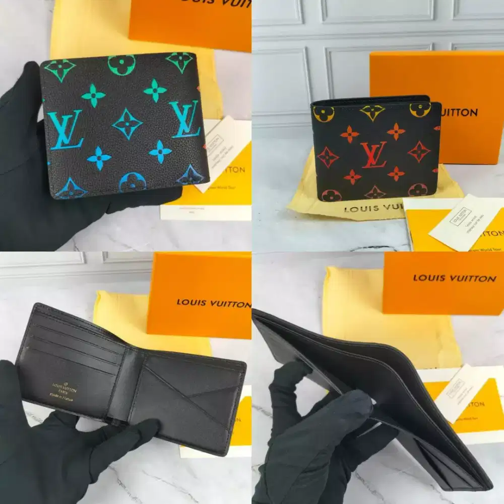 Dompet saku lv black mono new color leather wallet men pria