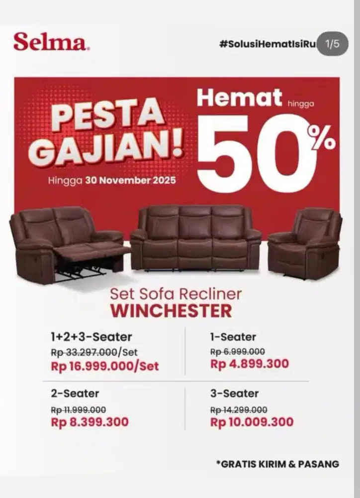 Jual sofa set recline promo murah
