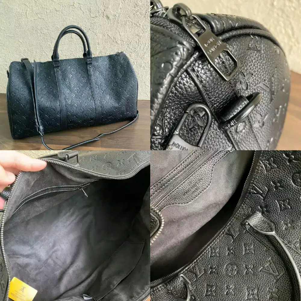 TAS LV KEEPAL MONOGRAM EMBOSSED LEATHER DUFFEL BAG