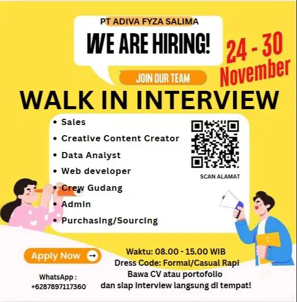 WALK IN INTERVIEW BUTUH KARYAWAN CEPAT