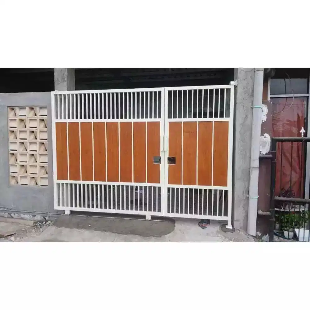 pagar rumah bukaan geser dengan pintu akses bahan grc murah