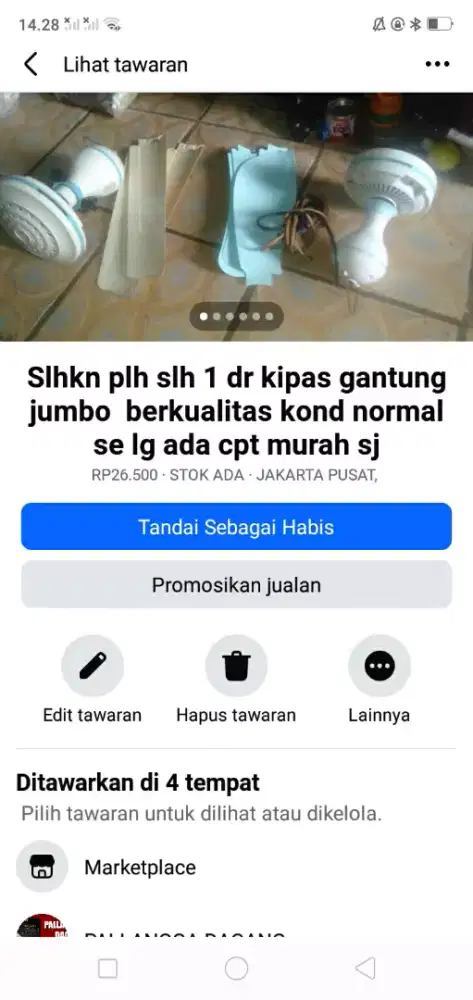 Slhkn plh slh 1 dr kipas gantung jumbo berkualitas kond normal murah2