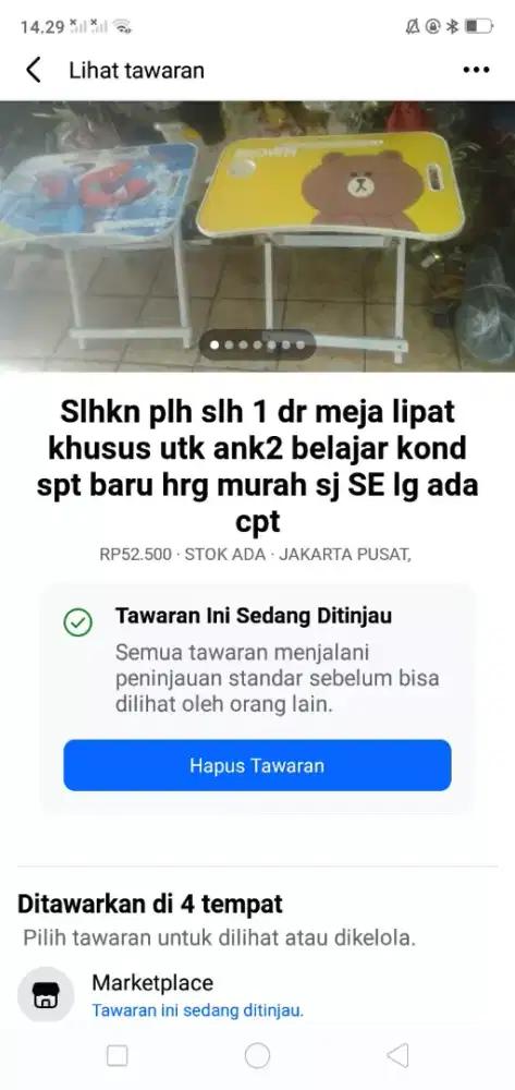 Slhkn plh slh 1 dr meja lipat khusus utk ank2 belajar kond spt baru