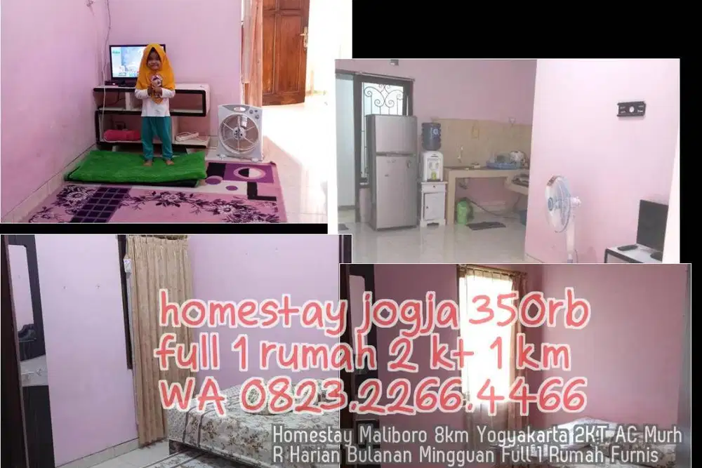 Homestay Maliboro 8km Yogyakarta 2KT AC Murh R Harian Bulanan Mingguan
