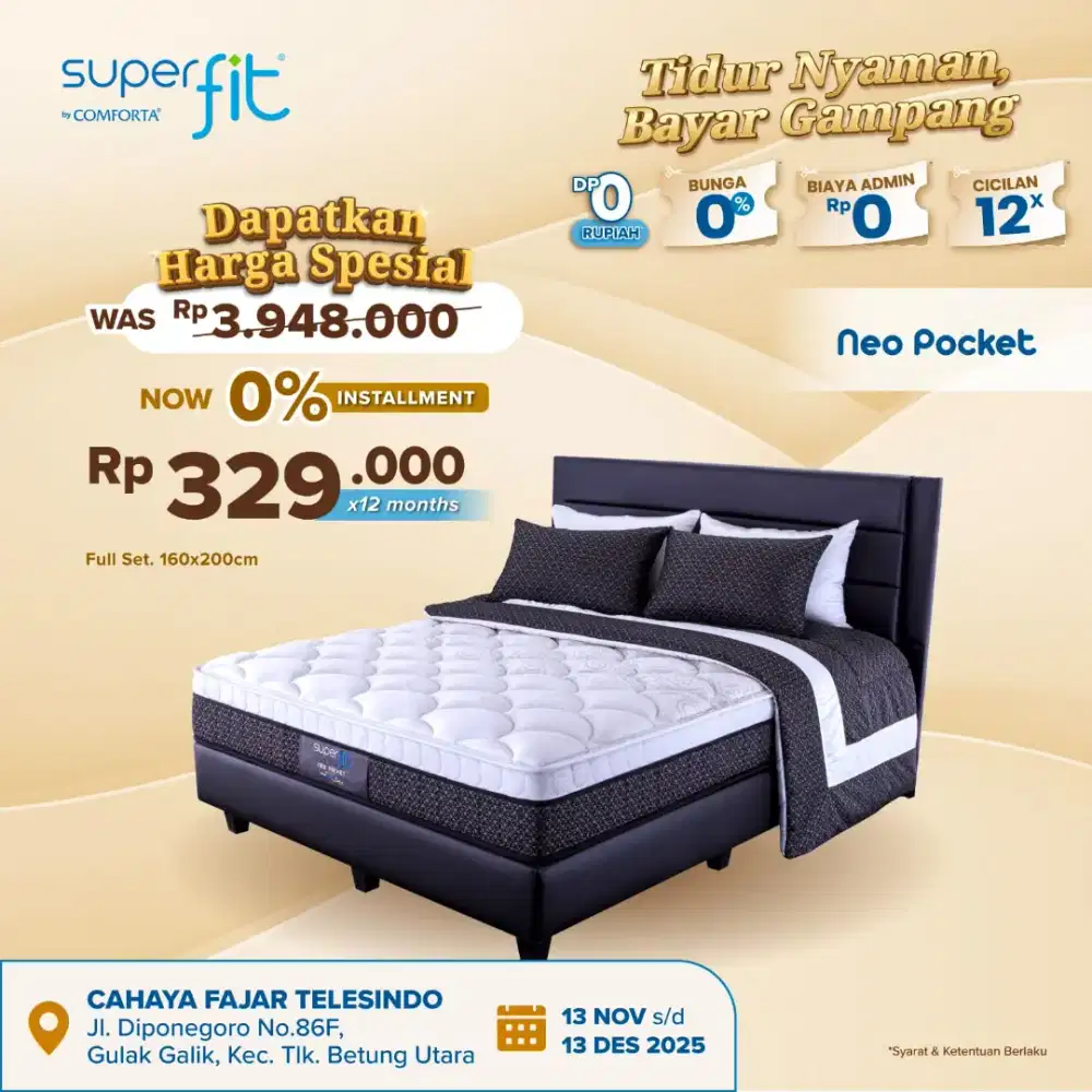 SPRING BED SUPER FIT COMFARTA FULL SET 160X200