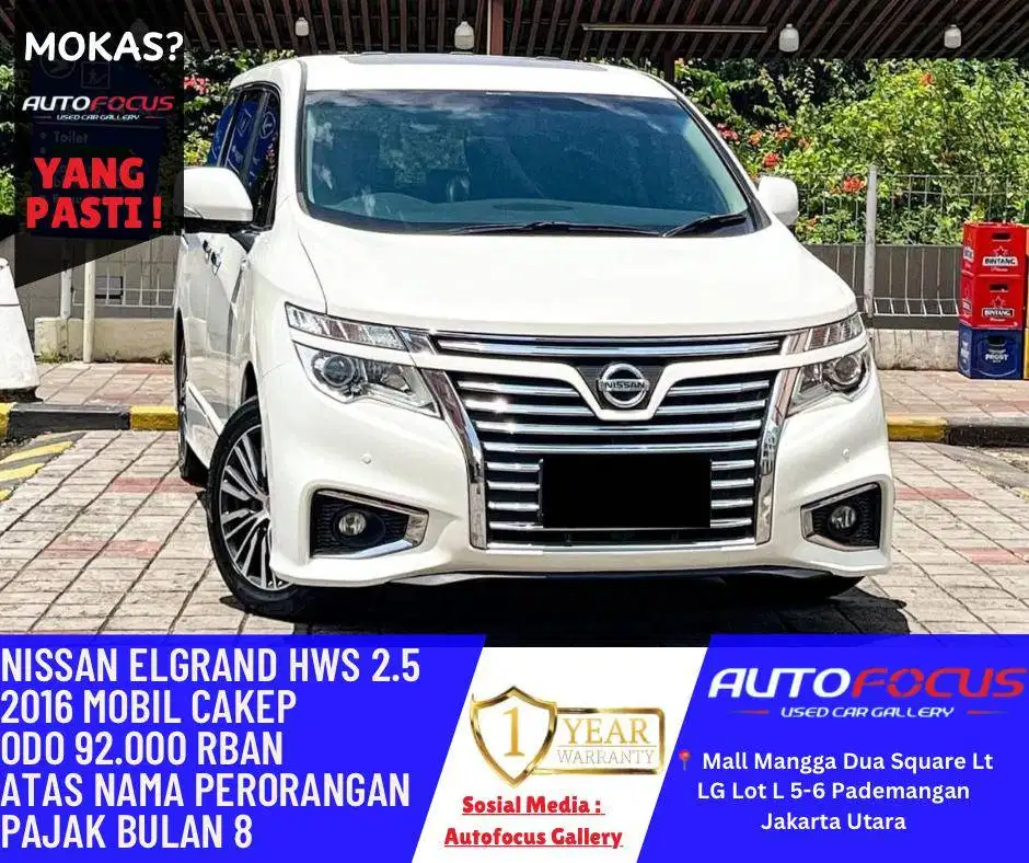 Km rendah Nissan Elgrand HWS 2.5 AT Putih metalik 2016 mobil eks artis