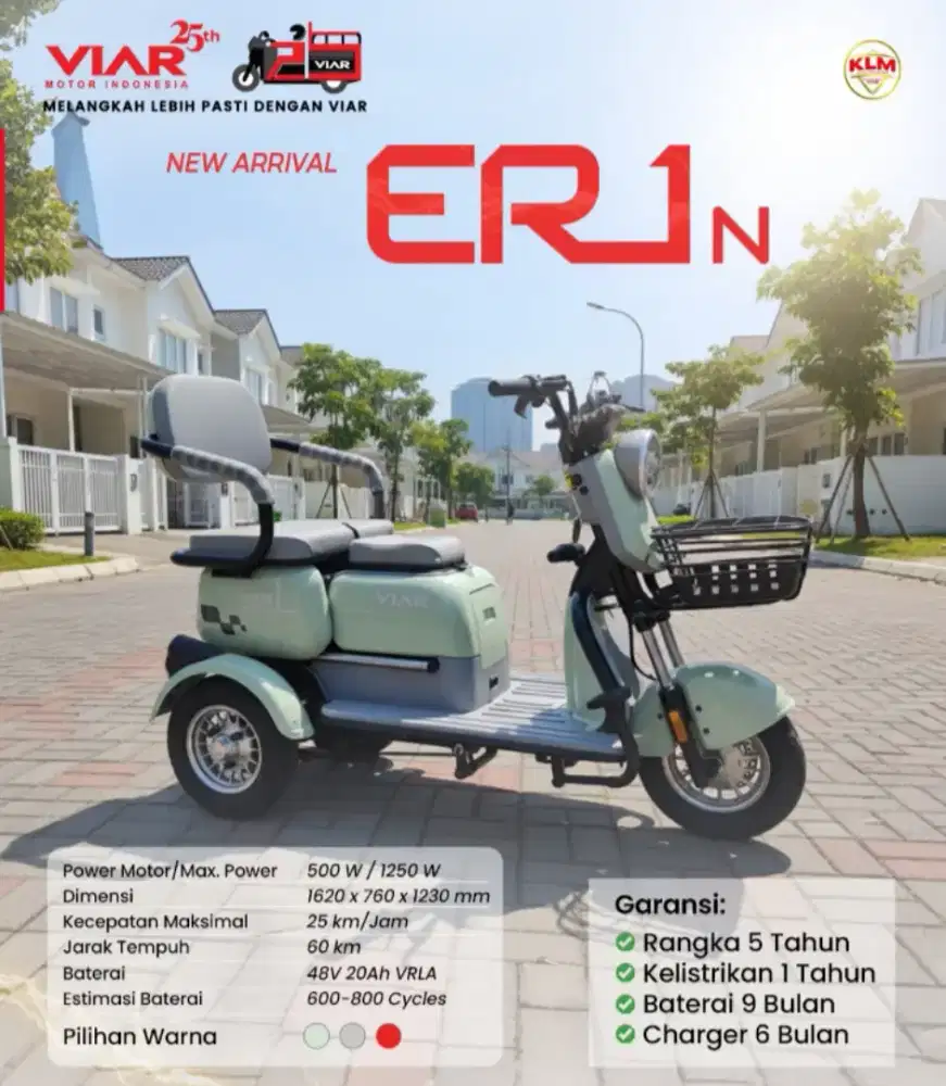 Sepeda Listrik Roda tiga Viar terjamin kualitas nya, bergaransi