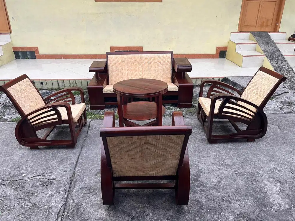 Kursi Rotan Letter D Lawasan Full jati tua