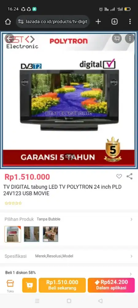 TV led 24 inchi semi tabung