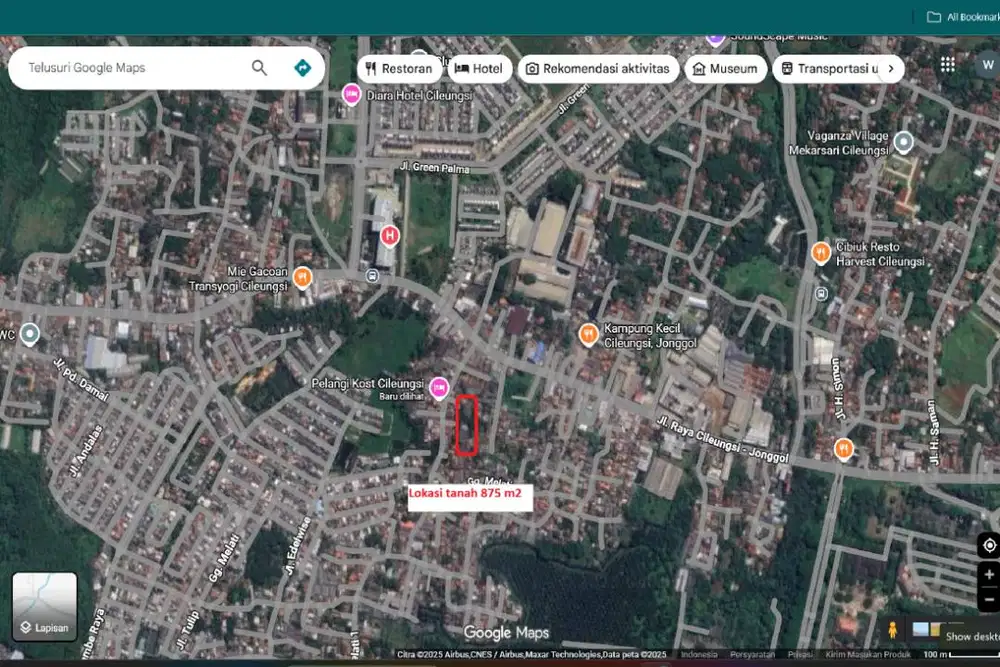 Di jual tanah pribadi SHM Cileungsi Kidul 875 m2