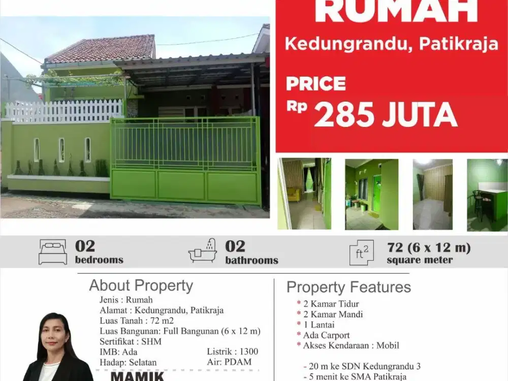 Rumah Murah Dijual di Patikraja Dekat Area Pendidikan dan Perbelanjaan