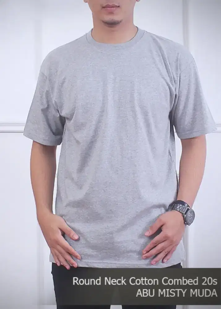 Kaos Polos Abu Misty Muda Cotton Combed 20S