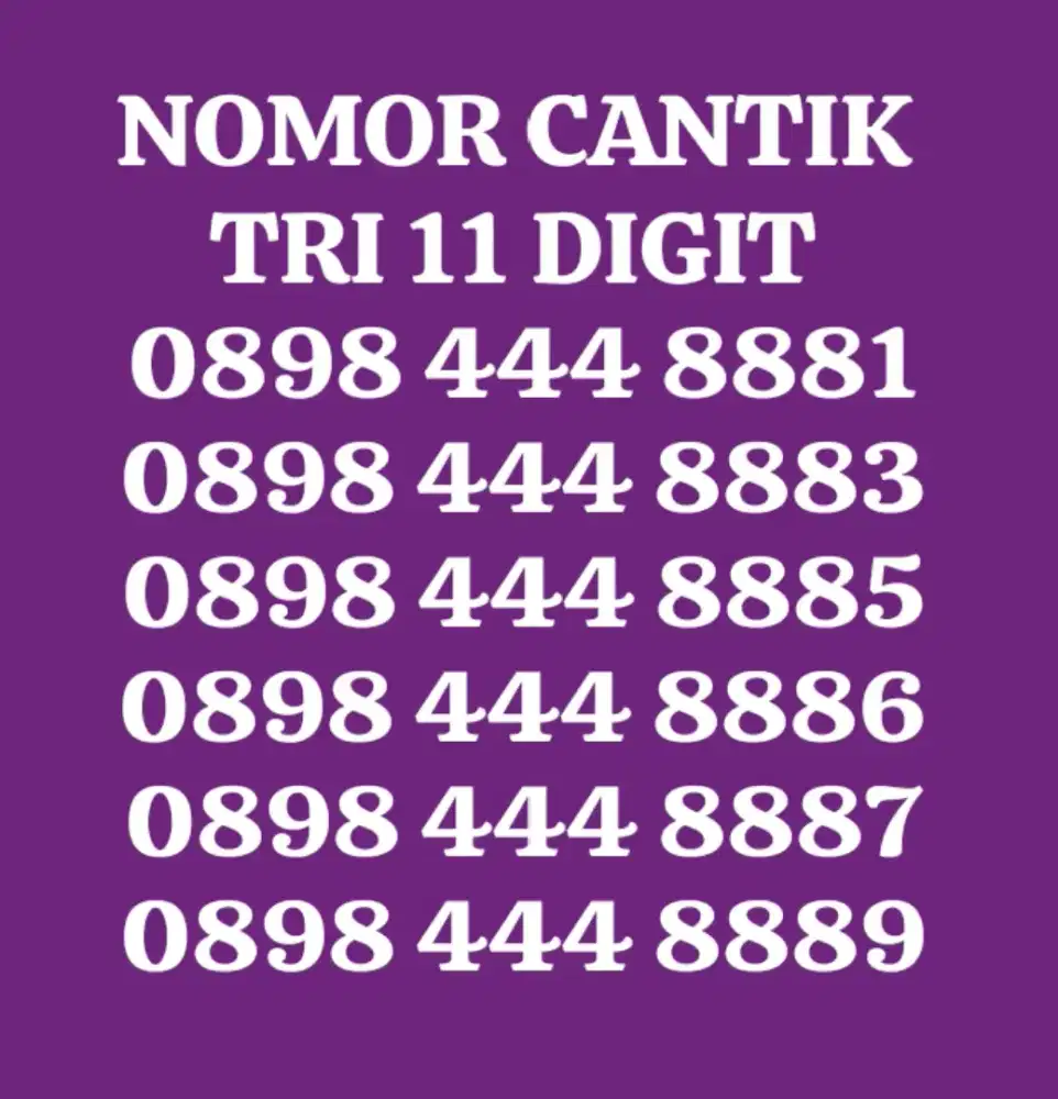 Tri 11 digit nomor cantik