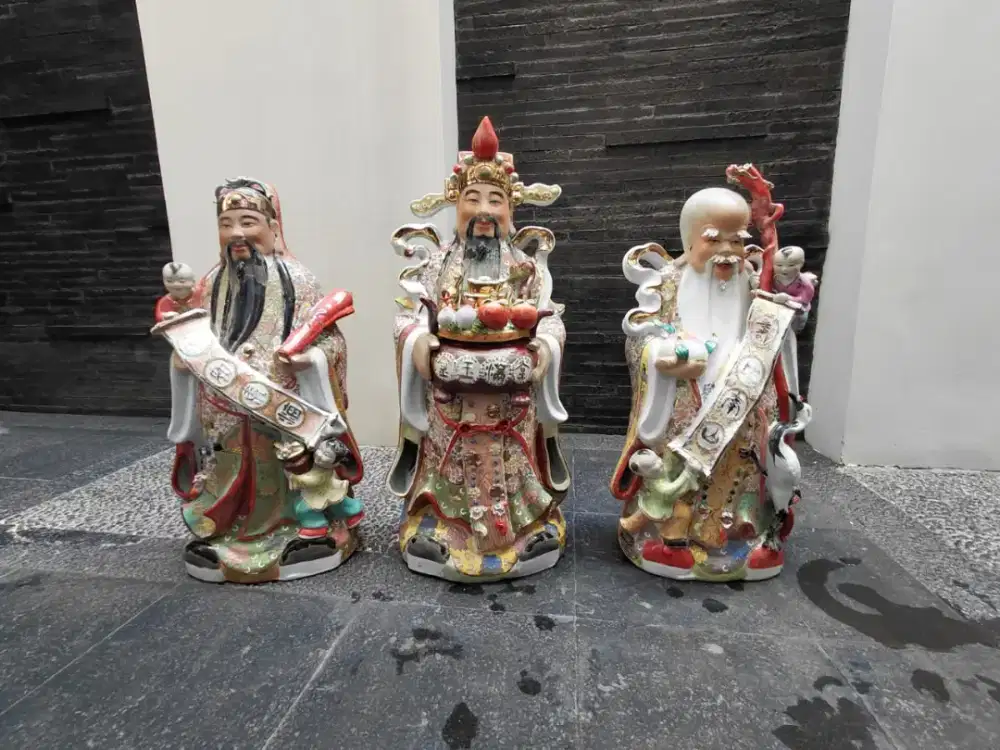 Jual Set Patung Dewa Rejeki Fu Lu Shou Hok Luk Sau Porselen