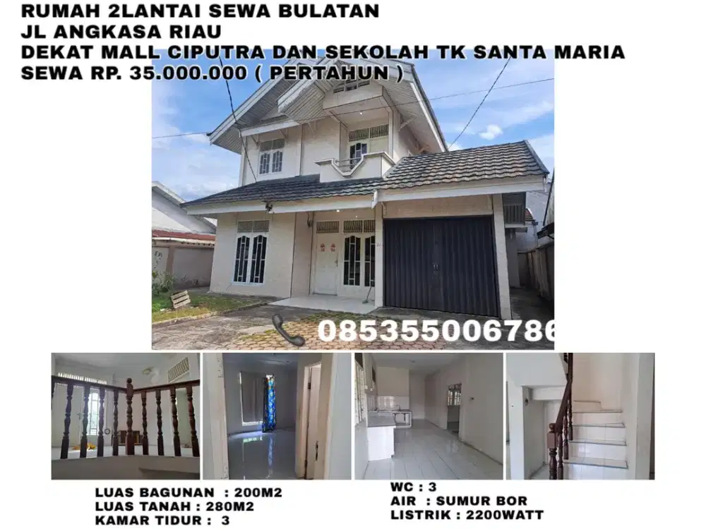 Rumah 2lantai sewa bulatan jln angkasa riau