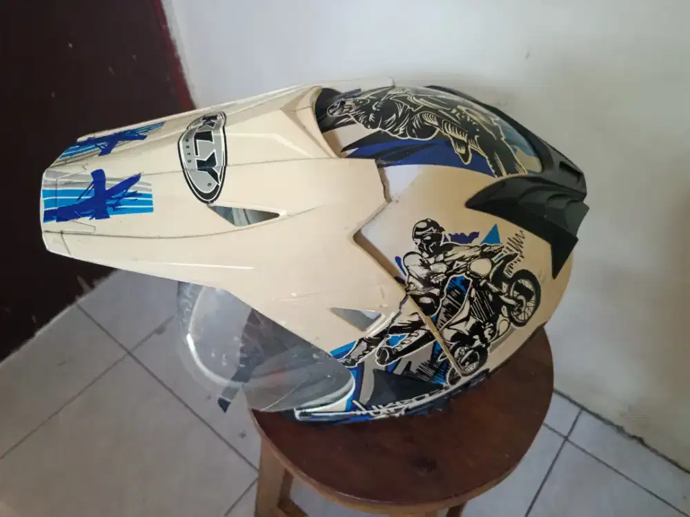 Helm Supermoto semi cross dobel visor