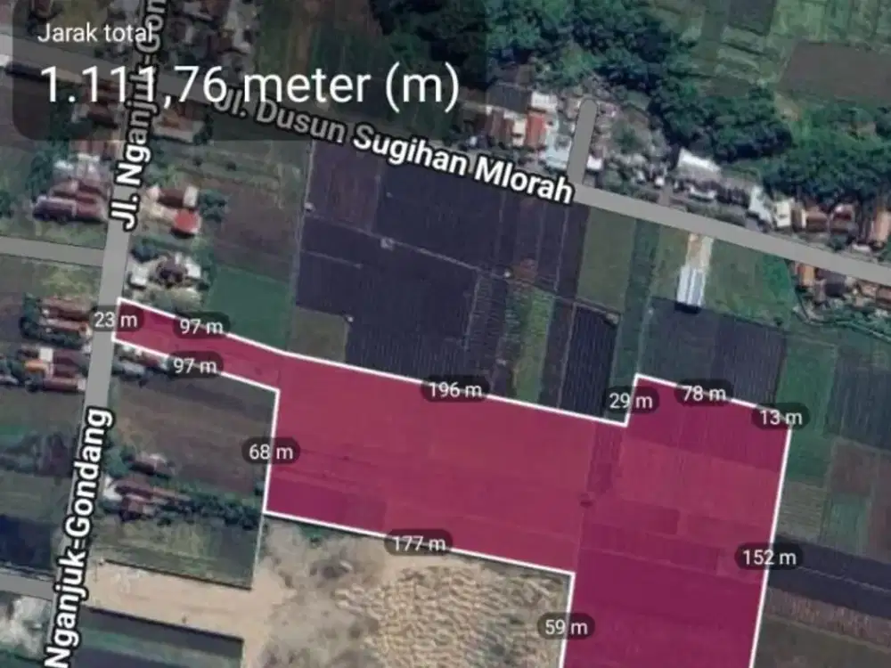 Dijual Lahan Zona Industri Rejoso,Nganjuk Luas 3,6 Ha