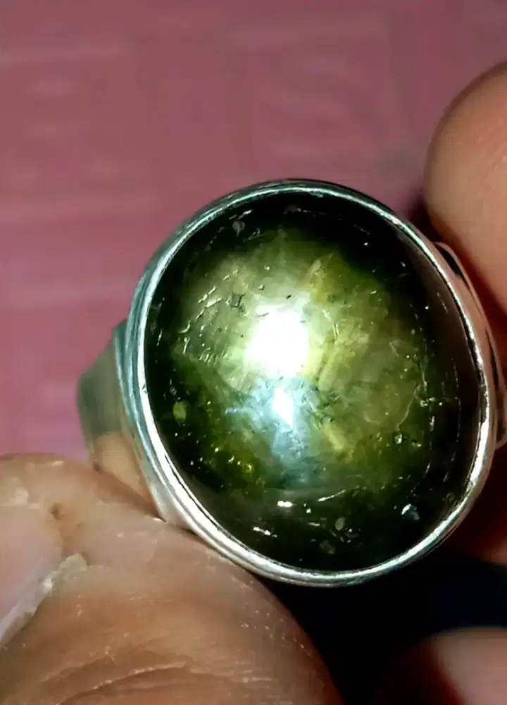 Natural 12 rays star safir bansing kresnadana jumbo ring perak