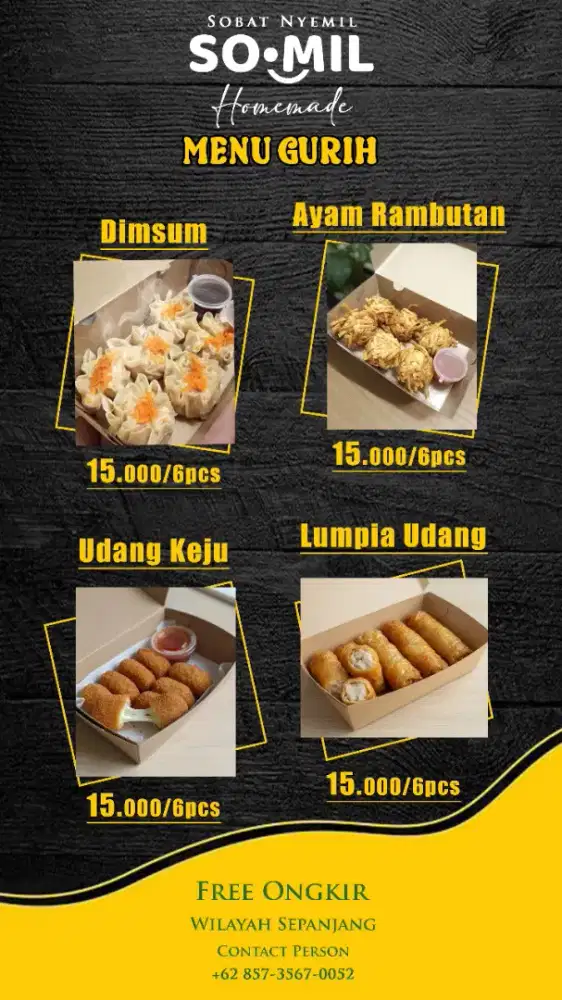 Jajanan rumah, dimsum, ayam rambutan, pisang aroma, pisang cokelat