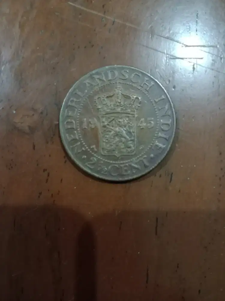 Uang Koin Kuno 2,5 Cent Nederlandsch Indie Thn 1945 (Benggol /Gobang)