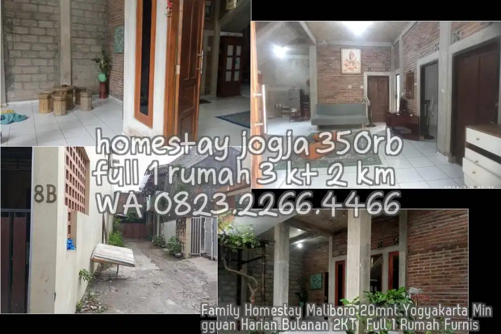 Family Homestay Maliboro 20mnt Yogyakarta Mingguan Harian Bulanan 2KT