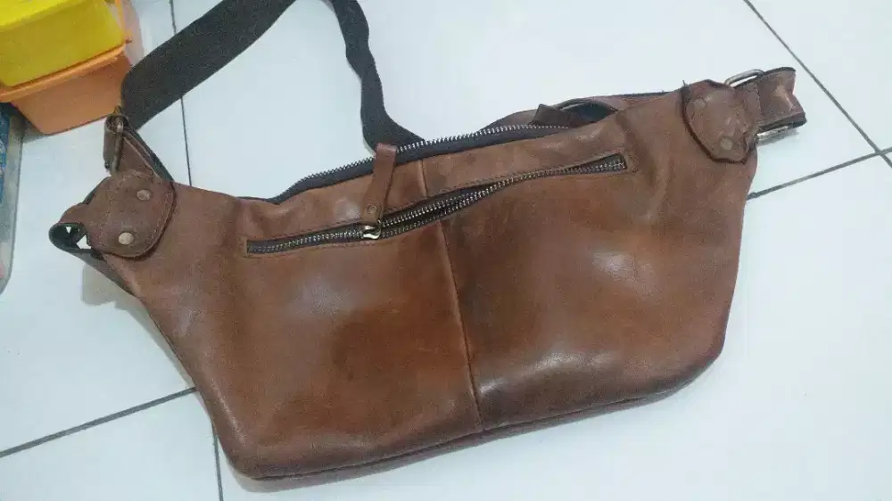 Tas kulit asli minus sleting