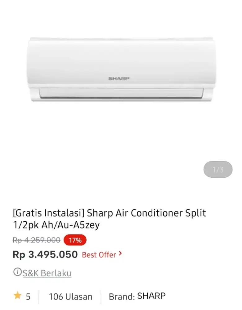 Sharp ac ah/au 1/2pk