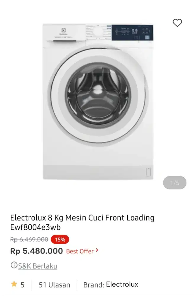 Mesin cuci electroluk 8kg