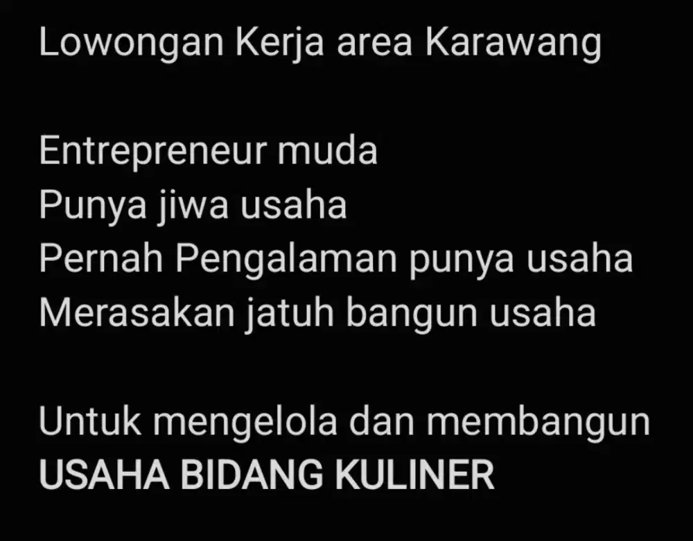 Lowongan kerja bidang kuliner